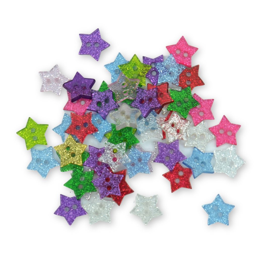 Mm Mixed Colours Star Glitter Buttons Celloexpress