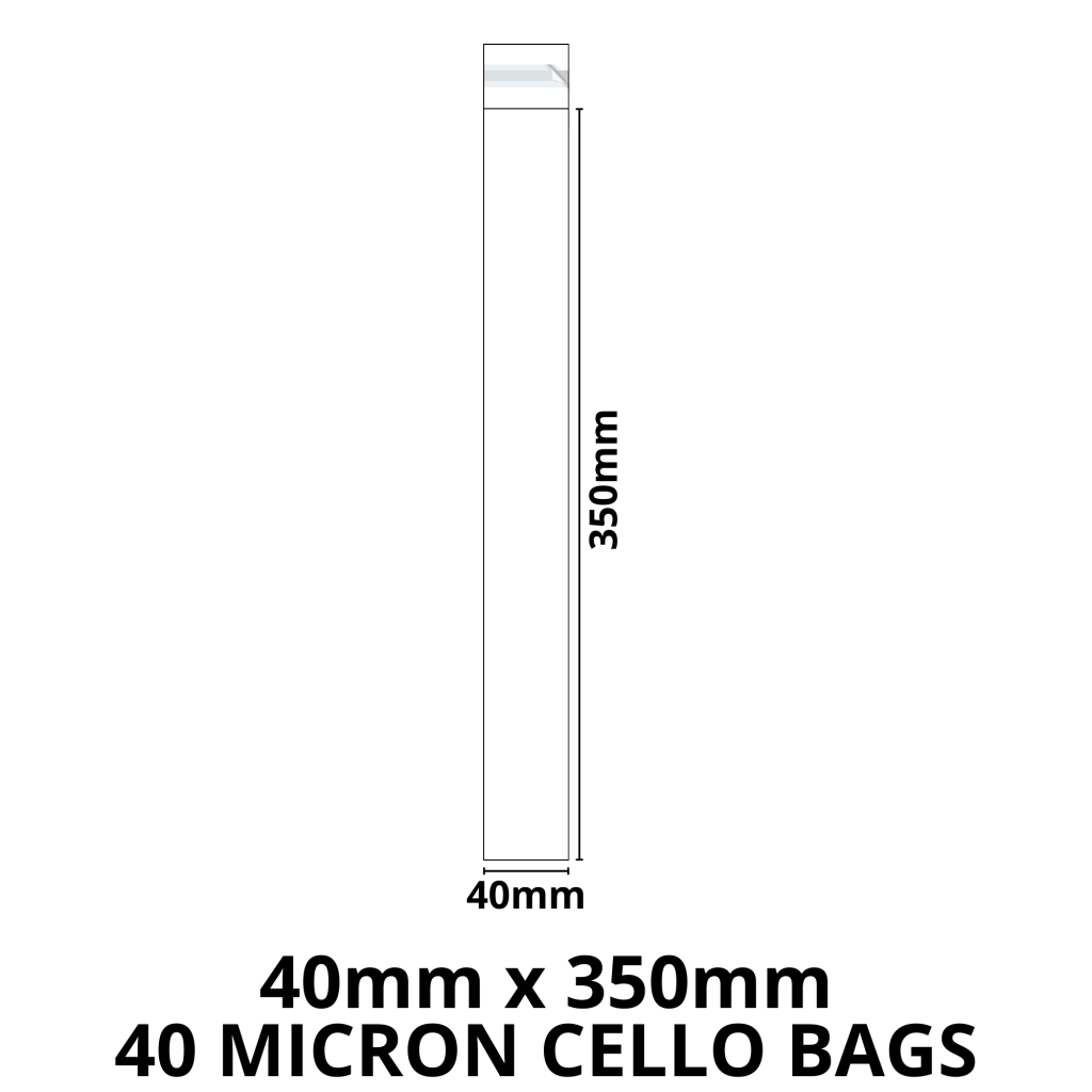 40mm x 350mm Clear Cello Display Bags Self Seal - CelloExpress