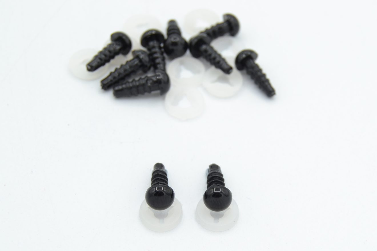 6mm Solid Black Dome Eyes with Plastic Backs - CelloExpress