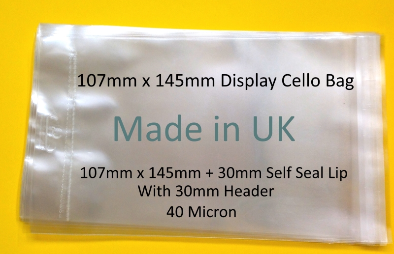 Pack of 50 - EUROSLOT 107mm x 145mm Card Display Cello Bags - CelloExpress