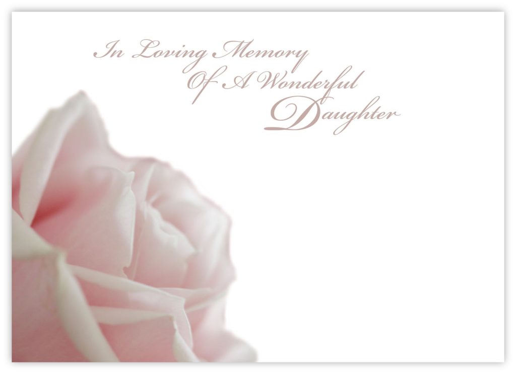 In Loving Memory Daughter (Pink Rose) - 90mm x 125mm Florist Cards ...