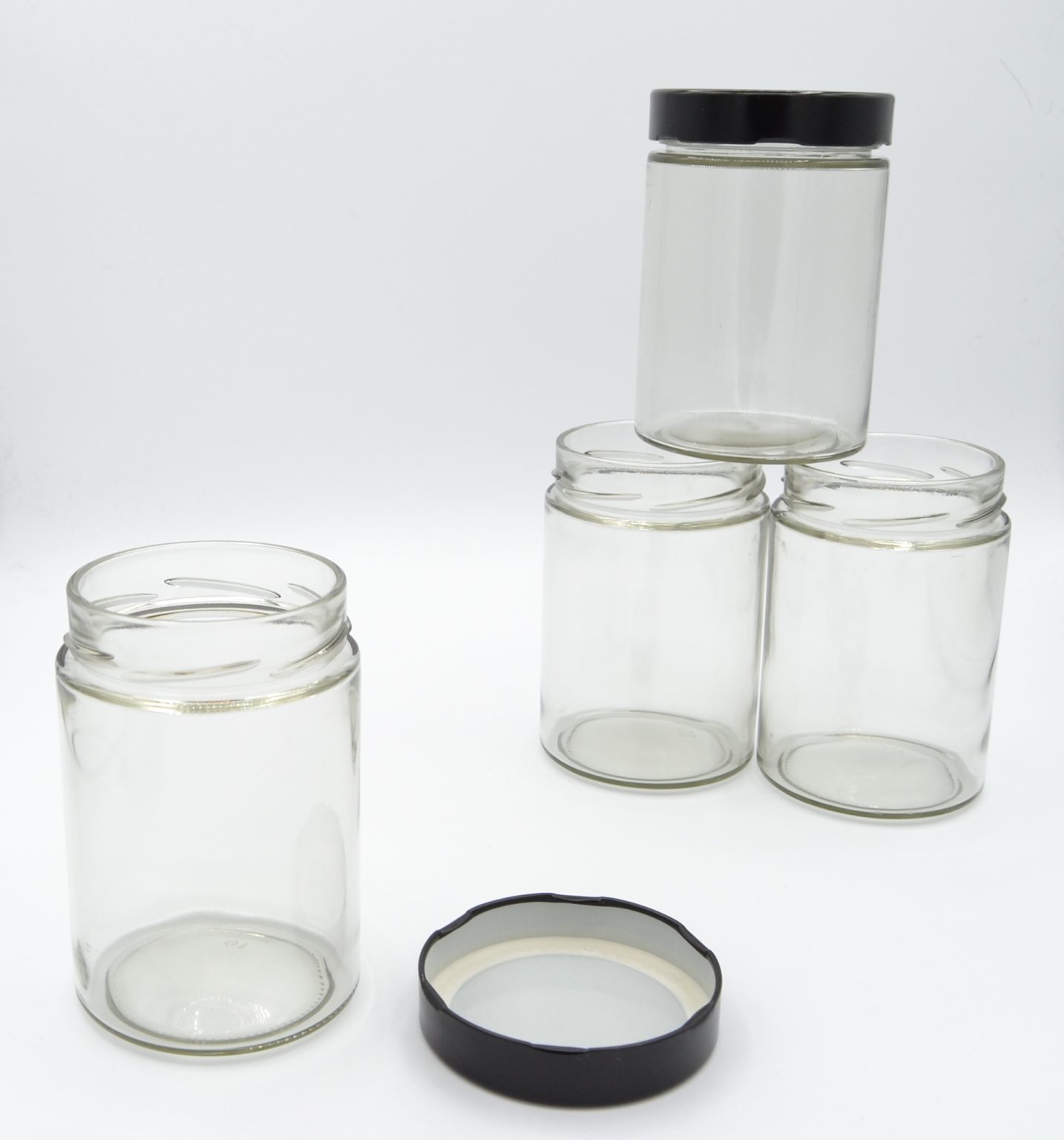 Round Glass Jars With Lids Ml Glass Jars Black Lids Jam Baking Storage Bath Salts Etc