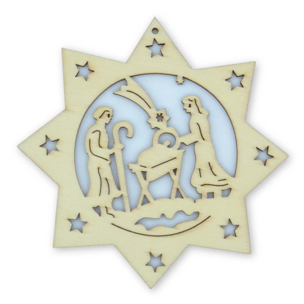 Star With Manger - Christmas Wooden Shapes - Celloexpress